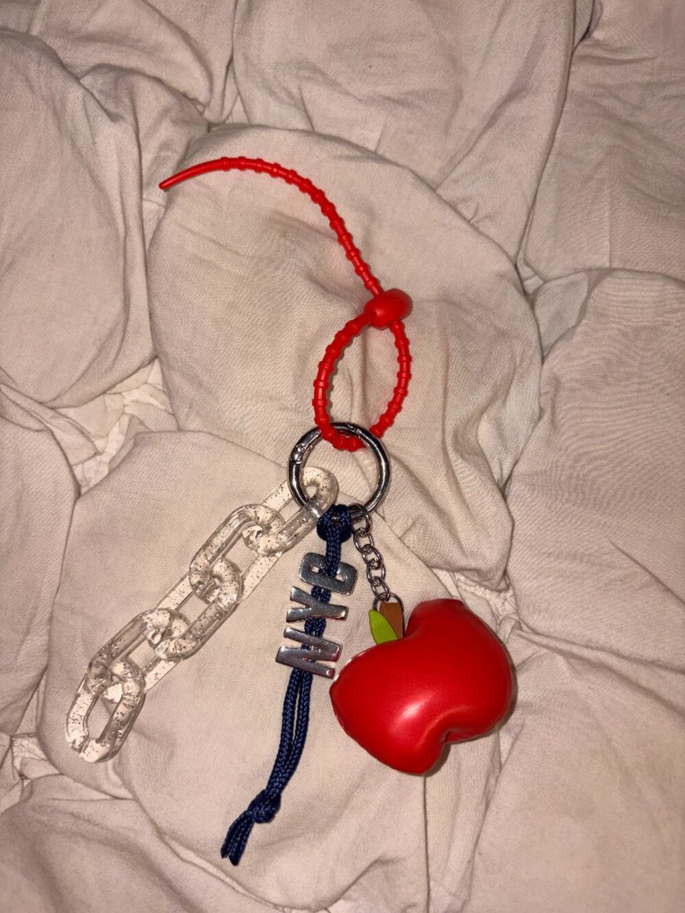 Free People NYC Big Apple Bag Charm Clear Chain Indie Sleaze Key Chain
